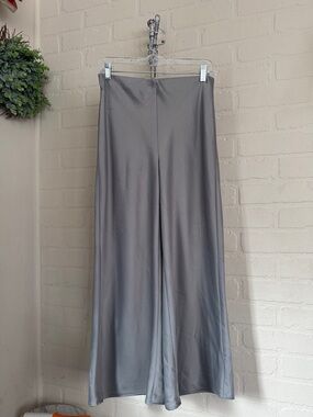 Joie pants silver grey silky satin wide leg NEW size 6
